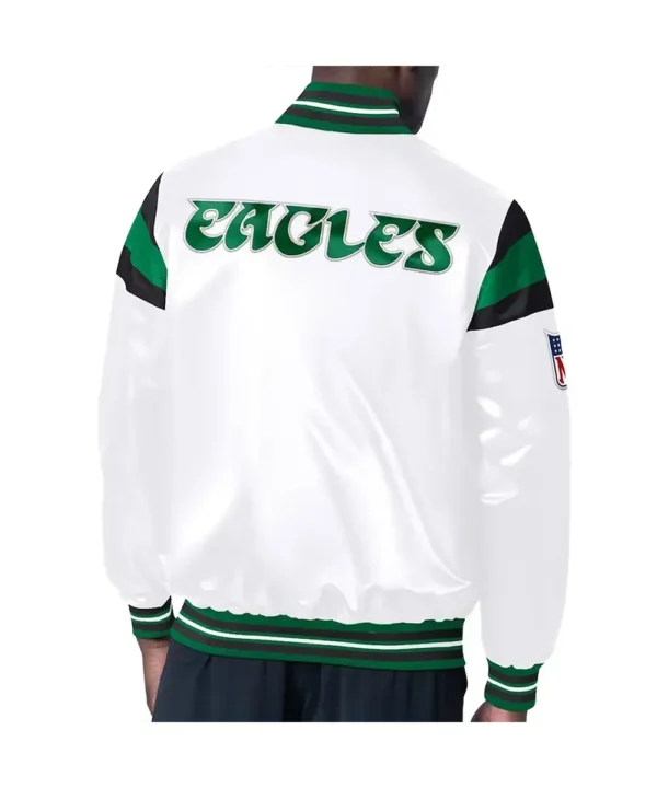 Philadelphia Eagles Midweight White Satin Jacket