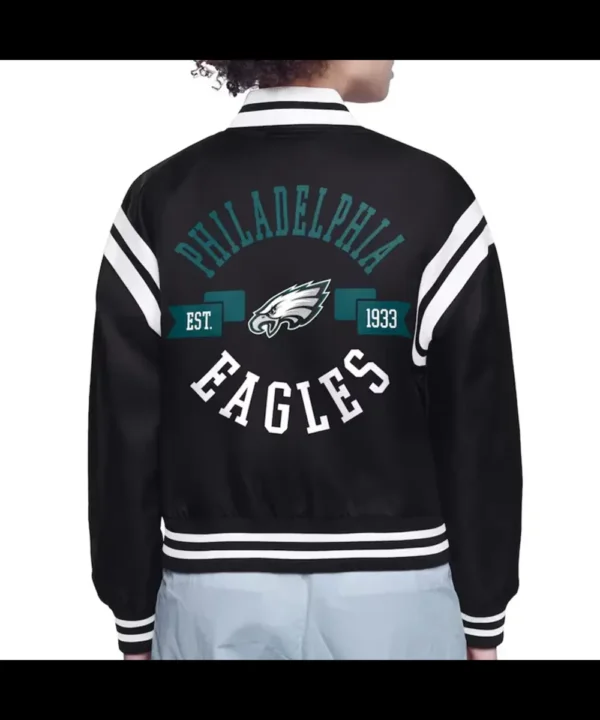 Philadelphia Eagles Printed Logo Varsity Satin Jacket