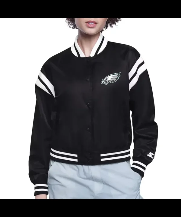 Philadelphia Eagles Printed Logo Varsity Satin Jacket