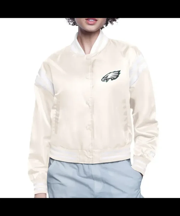 Philadelphia Eagles Printed Logo Varsity Satin Jacket