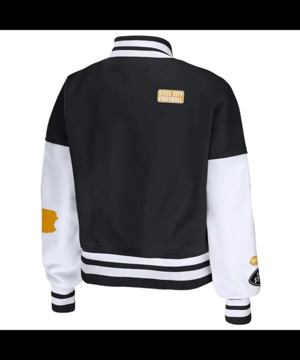 Varsity Pittsburgh Steelers Erin Andrews Black and White Jacket