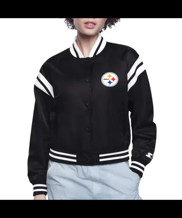 Pittsburgh Steelers Printed Logo Varsity Satin Jacket