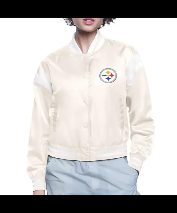 Pittsburgh Steelers Printed Logo Varsity Satin Jacket