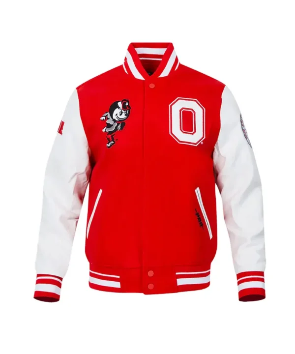 Classic Ohio State University Red and White Varsity Jacket