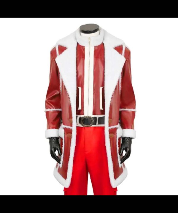 Santa Claus Red One Leather Coat