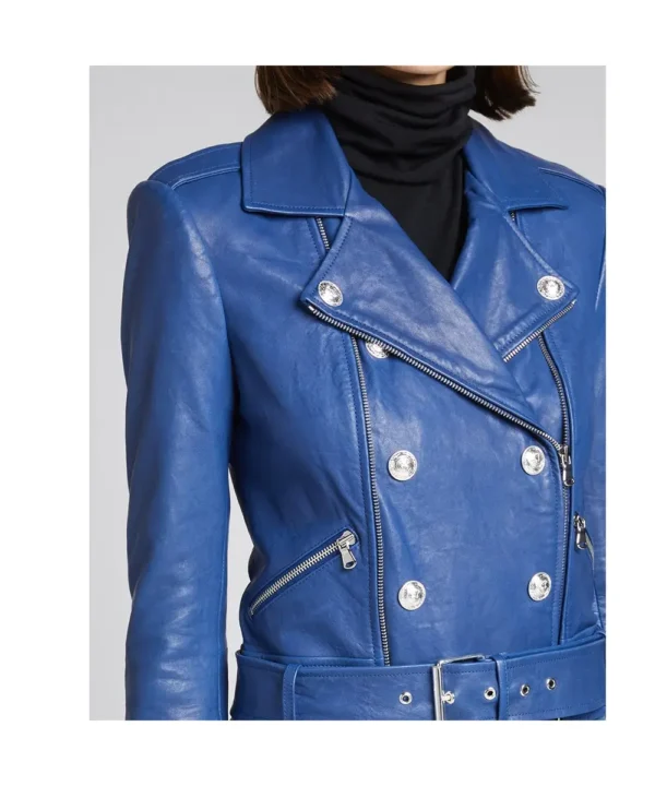 Renee Rapp The Sex Lives of College Girls S02 Moto Blue Leather Jacket