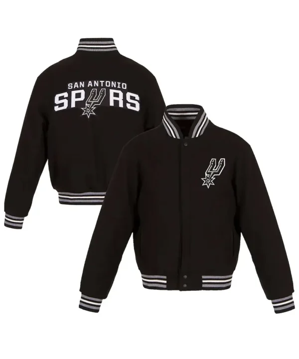 Embroidered San Antonio Spurs Varsity Black Wool Jacket