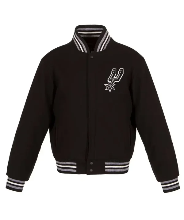 Embroidered San Antonio Spurs Varsity Black Wool Jacket