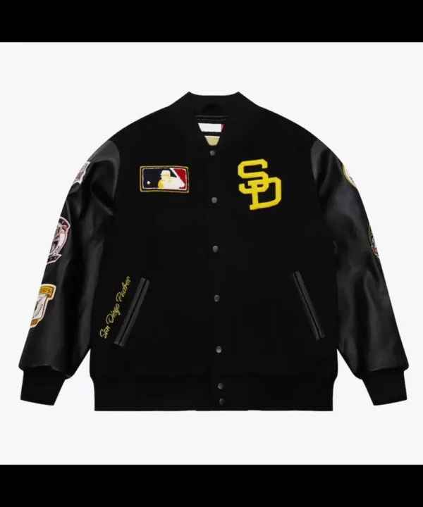 San Diego Padres Black Out Vintage Logo Varsity Jacket