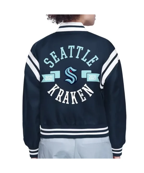 Seattle Kraken Printed Logo Varsity Satin Jacket