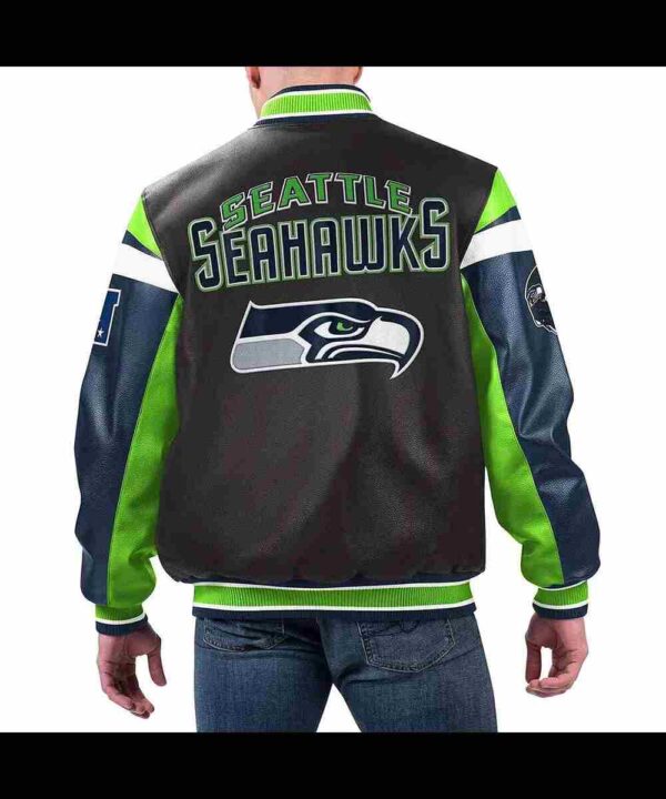 Seattle Seahawks Black Varsity Full-Zip Leather Jacket