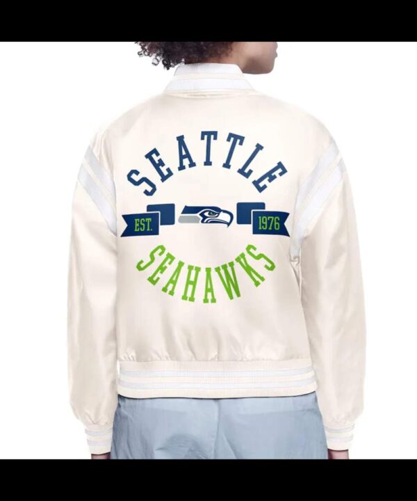 Seattle Seahawks Printed Logo Varsity Satin Jacket