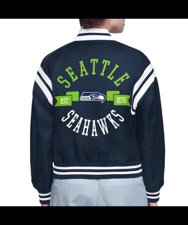 Seattle Seahawks Printed Logo Varsity Satin Jacket