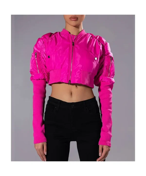 The Chi Zaria Imani Primer Cropped Bomber Jacket