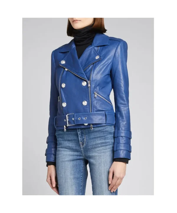 Renee Rapp The Sex Lives of College Girls S02 Moto Blue Leather Jacket