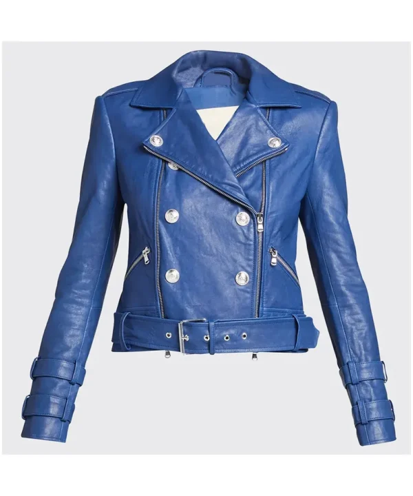 Renee Rapp The Sex Lives of College Girls S02 Moto Blue Leather Jacket