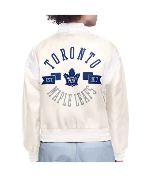 Toronto Maple Leafs Printed Logo Varsity Satin Jacket