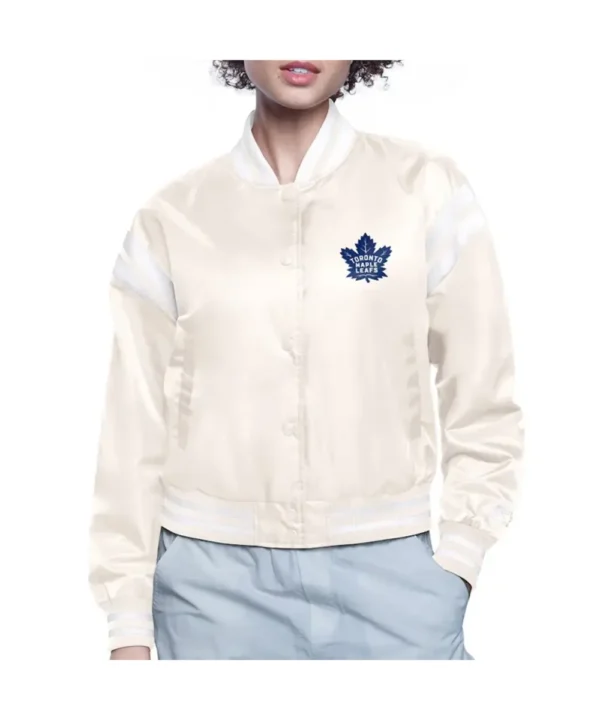 Toronto Maple Leafs Printed Logo Varsity Satin Jacket