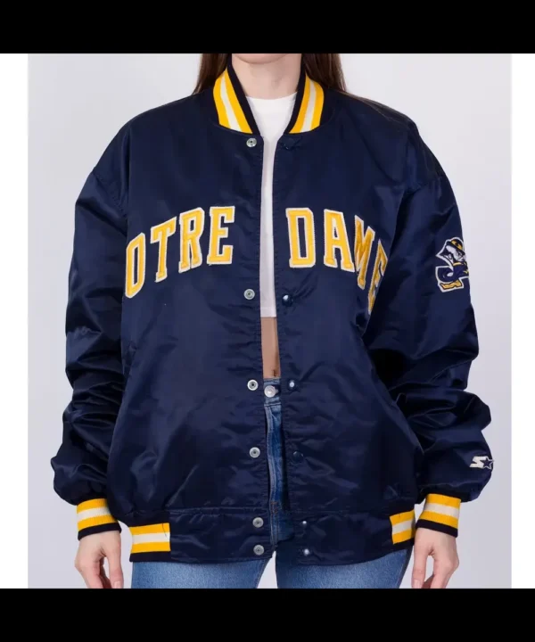 University of Notre Dame 90’s Blue Bomber Satin Jacket