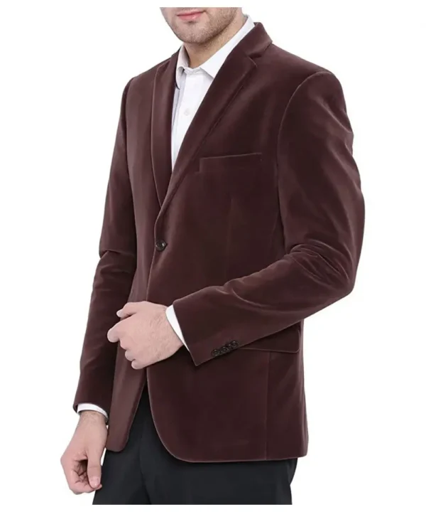 Men’s Two Button Brown Velvet Jacket