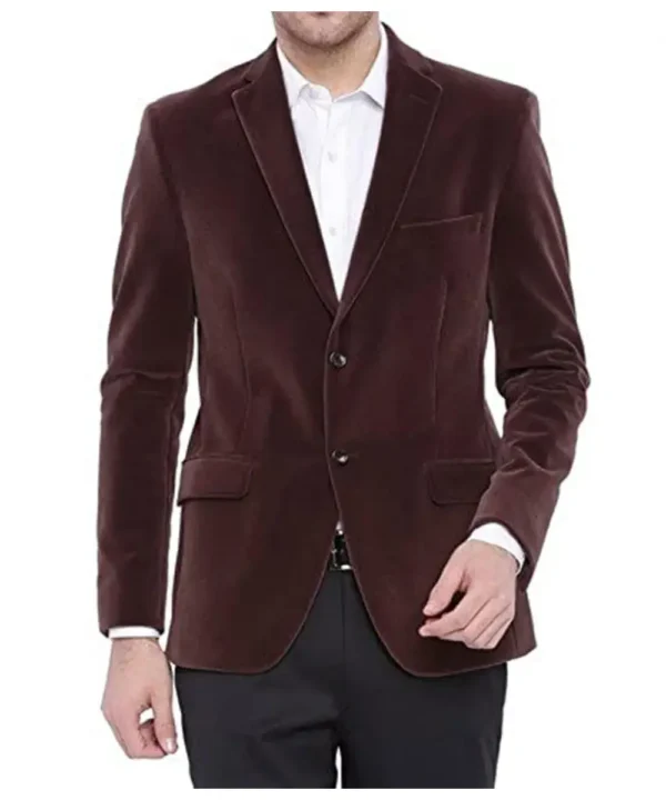 Men’s Two Button Brown Velvet Jacket