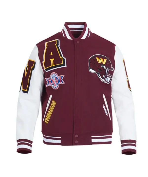 Washington Commanders Mashup Rib Varsity Wool/Leather Jacket