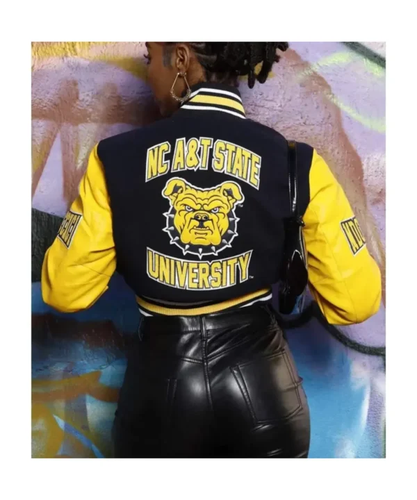 Women’s North Carolina A&T State University Black and Yellow Varsity Jacket