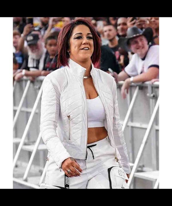 Bayley WWE Pay-Per-View Moto White Quilted Leather Jacket