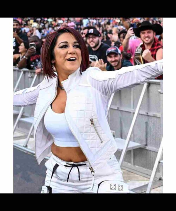 Bayley WWE Pay-Per-View Moto White Quilted Leather Jacket