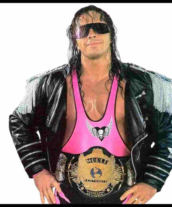 WWE Bret Hart The Hitman Zipper Leather Jacket