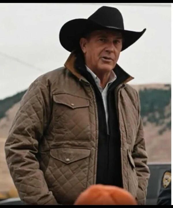 Kevin Costner Yellowstone Season 04 Brown Quilted Jacket