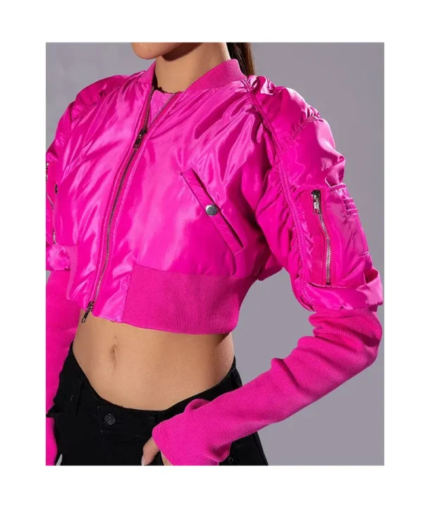 The Chi Zaria Imani Primer Cropped Bomber Jacket