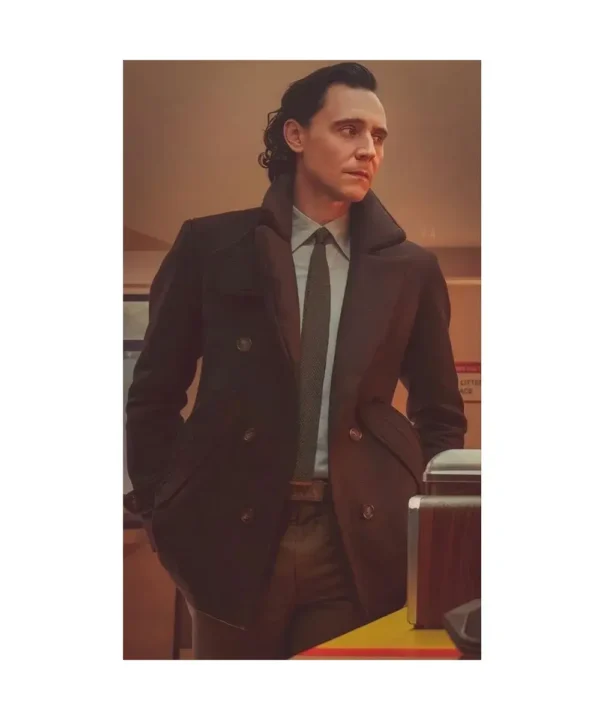 Loki Season 2 Tom Hiddleston Brown Wool Peacoat