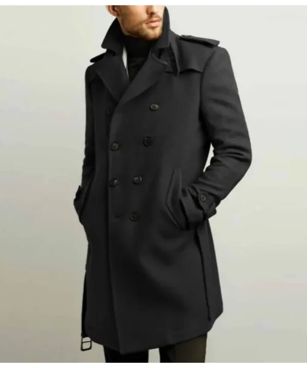 Men’s Double Breasted Red Belted Coat