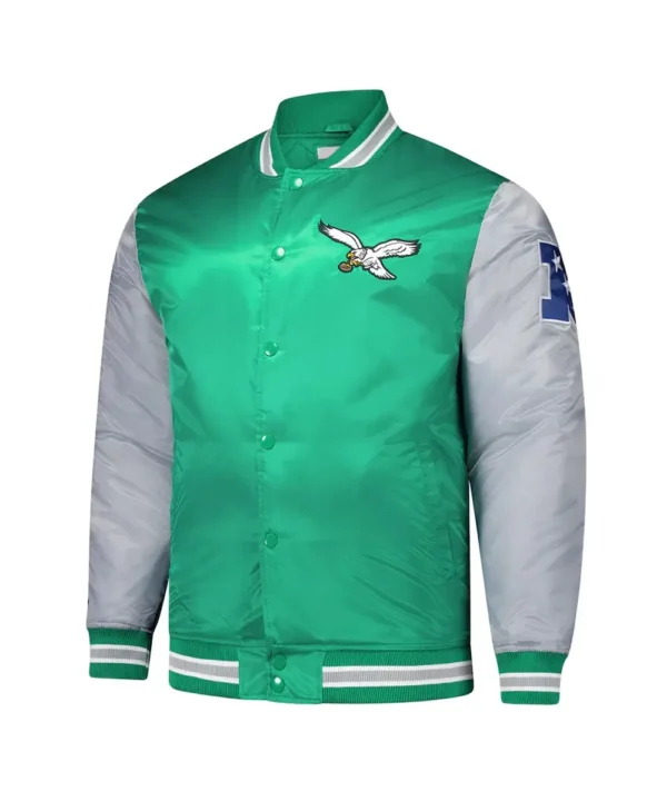 Philadelphia Eagles Kelly Green and Gray Team Satin Jacket