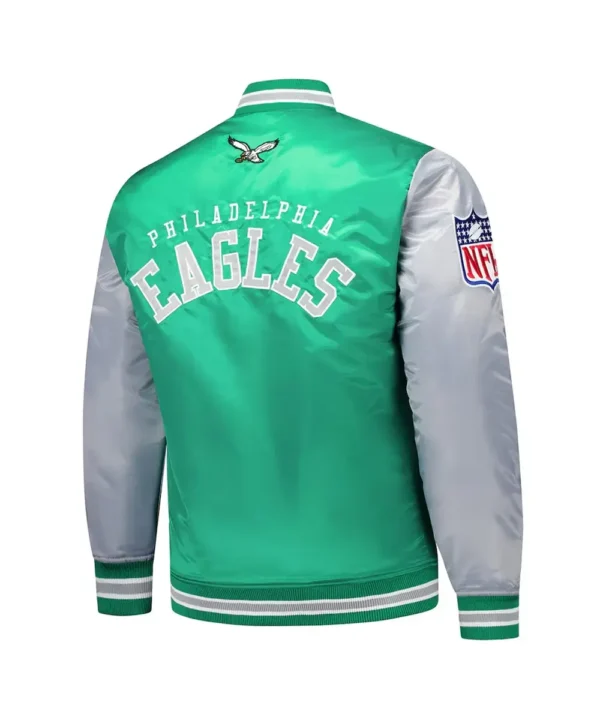 Philadelphia Eagles Kelly Green and Gray Team Satin Jacket