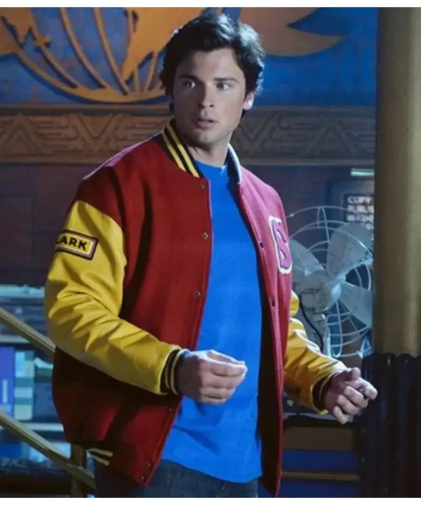 Clark Kent Smallville Red and Yellow Varsity Jacket