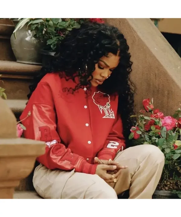 Teyana Taylor Rose Red Varsity Jacket