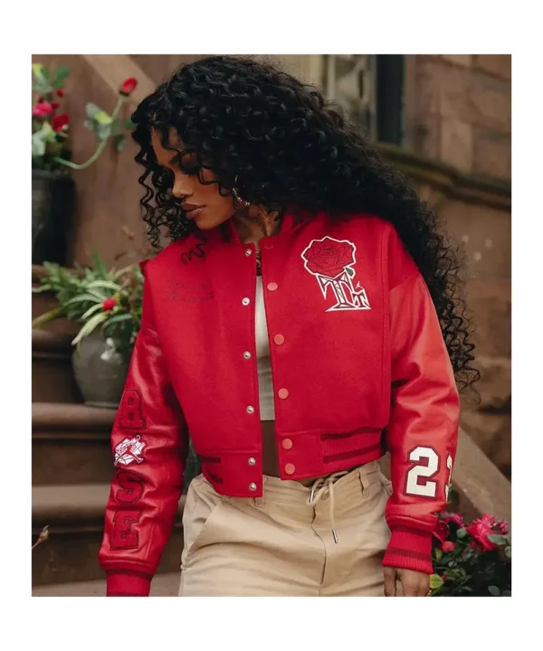 Teyana Taylor Rose Red Varsity Jacket