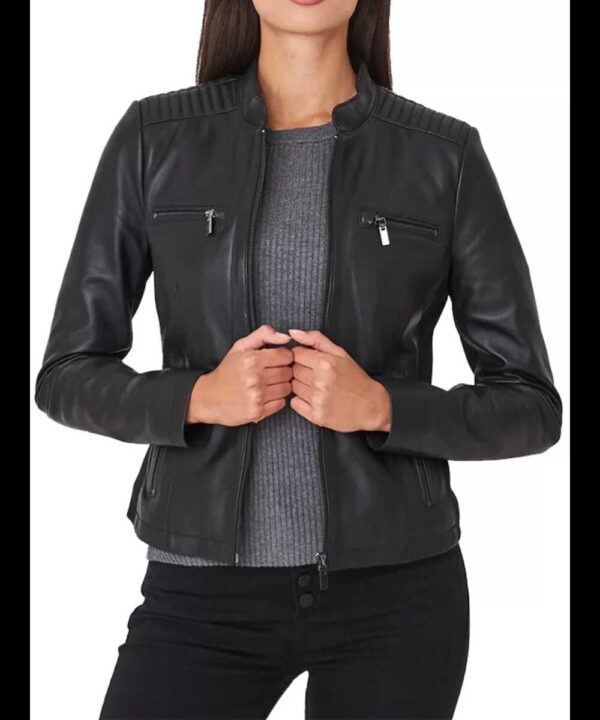 Black Leather Biker Jacket Womens