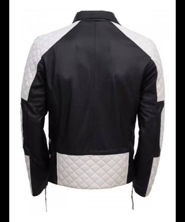 Men’s Black & White Biker Leather Jacket