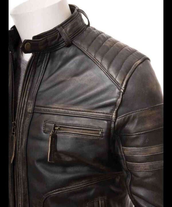 Men’s Distressed Brown Leather Biker Jacket