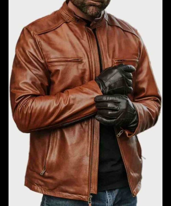 Men’s Cafe Racer Brown Leather Jacket