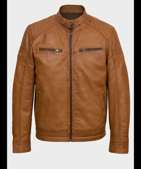 Men’s Casual Tan Brown Leather Jacket