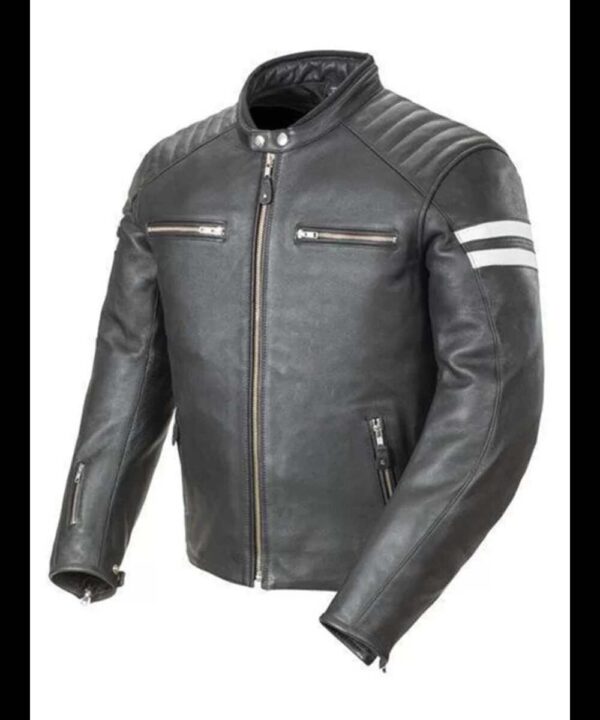 Mens Padded Leather Motorcycle Jacket