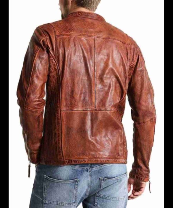 Men’s Vintage Leather Distressed Biker Jacket