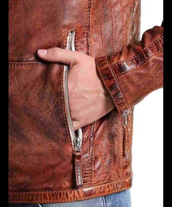 Men’s Vintage Leather Distressed Biker Jacket