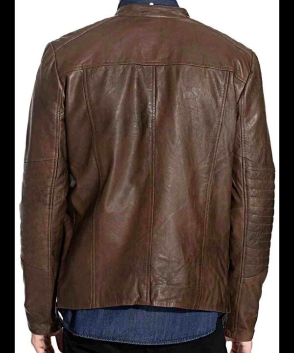 Mens Waxed Sheepskin Fashion Leather Jacket Brown
