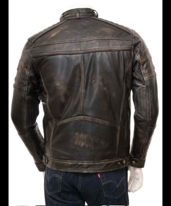 Men’s Distressed Brown Leather Biker Jacket