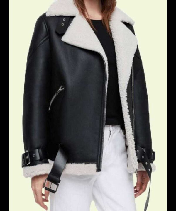 Shearling Black Leather Biker Jacket